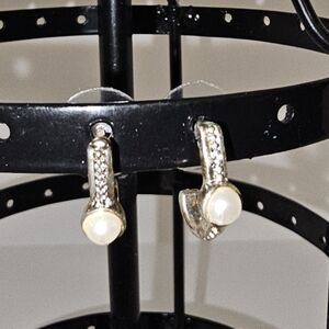 Faux Pearl and Silvery Earrings
